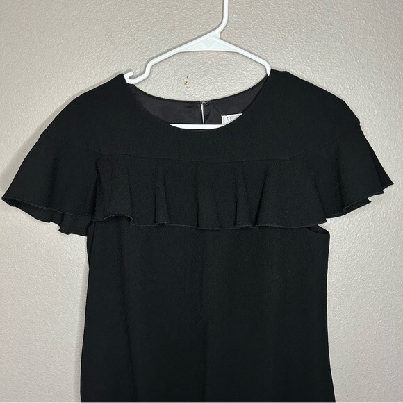 TRINA TURK Splash black ruffle mini shift dress women's size small 4 - Picture 4 of 10